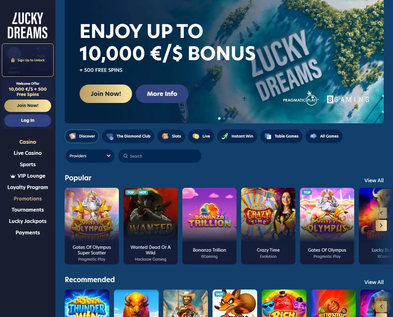 Lucky Dreams interface evidence