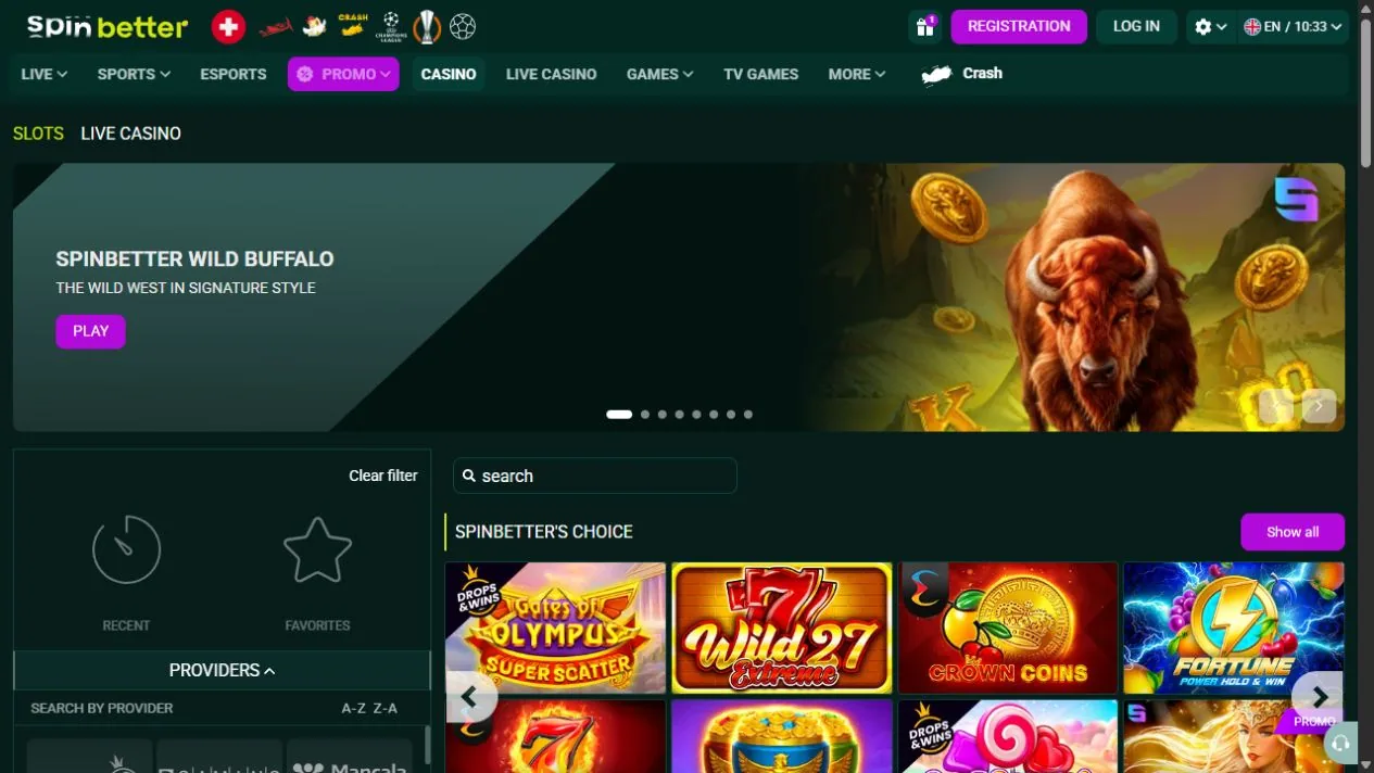 Spinbetter bonus and promotions area used to compare FAIR with the four-deposit welcome package