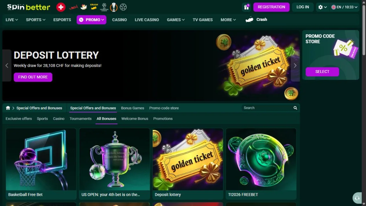 Spinbetter casino lobby with slots and provider filters observed during the authenticated review