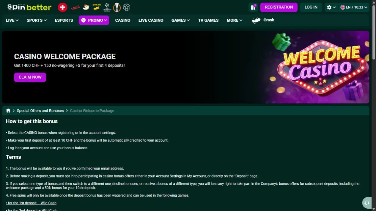 Spinbetter live casino and game categories checked for the 2026 review