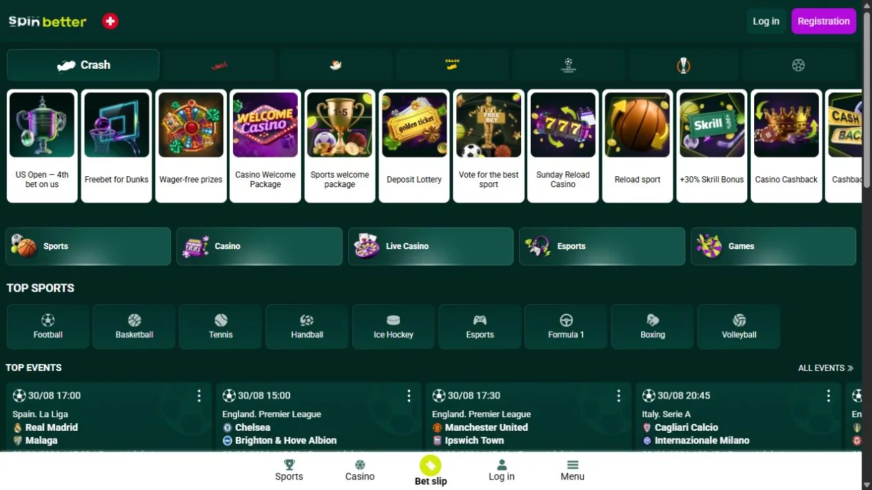 Spinbetter sportsbook and esports interface from the account inspection