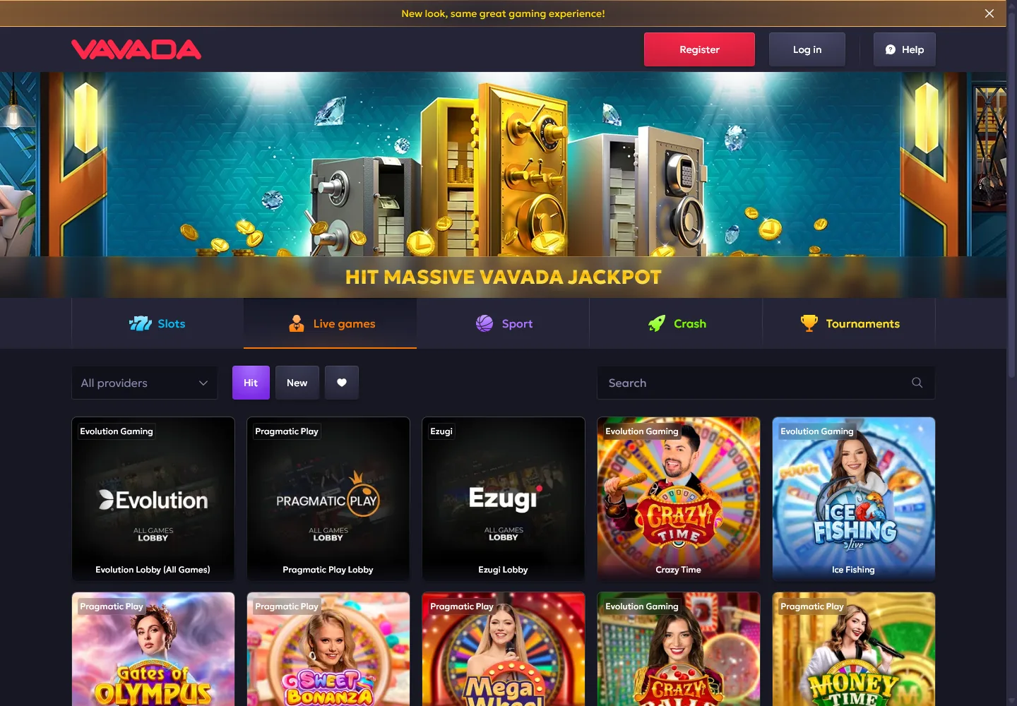 Fully loaded Vavada live casino with Evolution, Pragmatic Play and Ezugi games